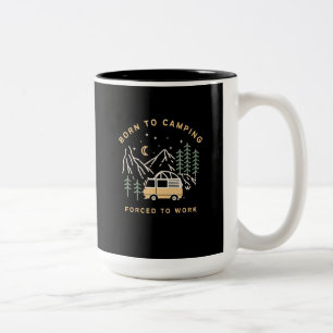 Tasse 2 Couleurs Né au camp, forcé au travail - Retro Camper Van