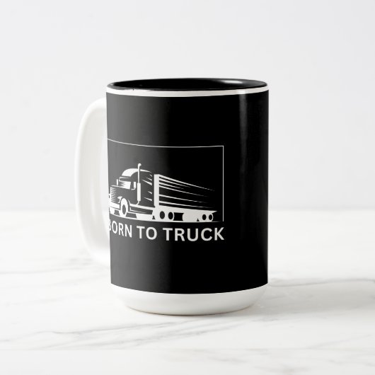 Tasse 2 Couleurs Né en camion (blanc) (Devant gauche)