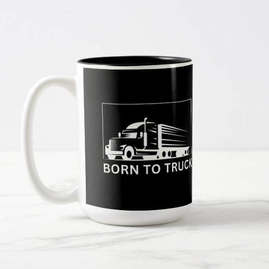 Tasse 2 Couleurs Né en camion (blanc) (Gauche)