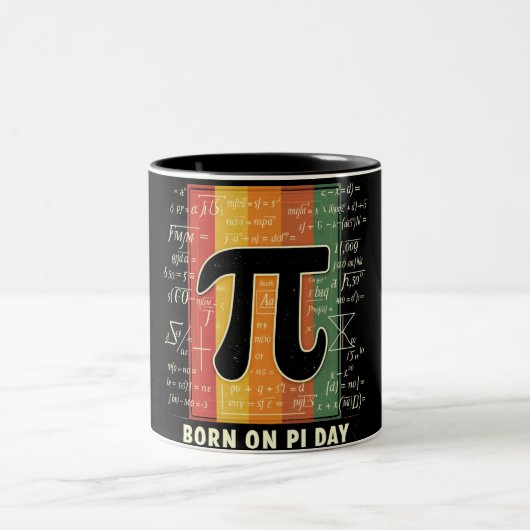 Tasse 2 Couleurs Né le jour Pi Math rétro (Centre)