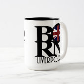 Tasse 2 Couleurs NÉ Liverpool Angleterre (Drapeau UK) 15oz (Devant droit)