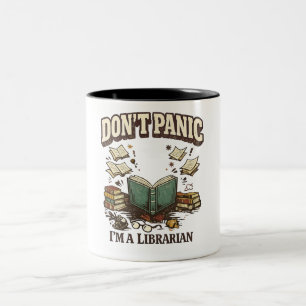 Tasse 2 Couleurs Ne Paniquez Pas Je Suis Bibliothécaire Conception