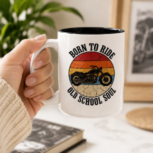 Tasse 2 Couleurs Né pour rouler âme Old School rétro motard moto