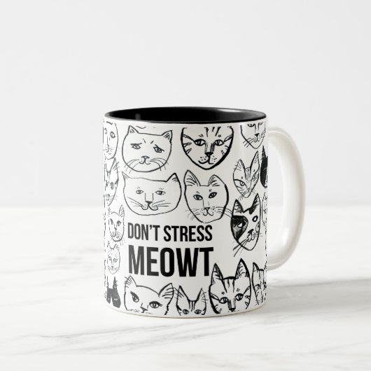 Tasse 2 Couleurs Ne stressez pas Meowt Drôle Chat (Devant droit)