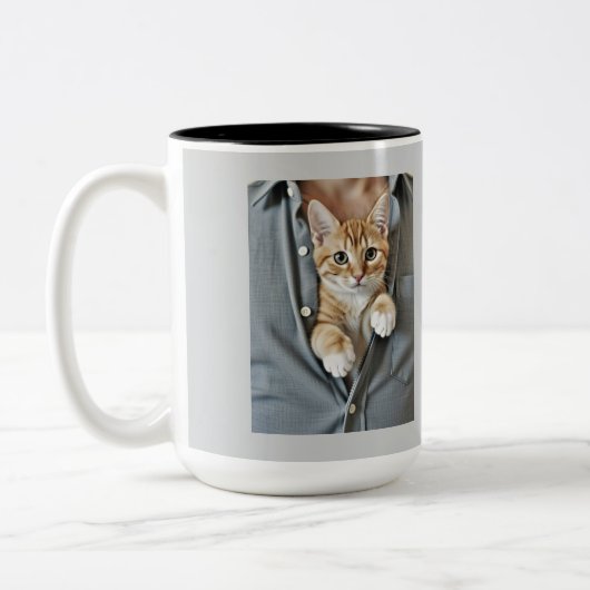 Tasse 2 Couleurs Ne touchez pas, Papa chat génial, (Gauche)