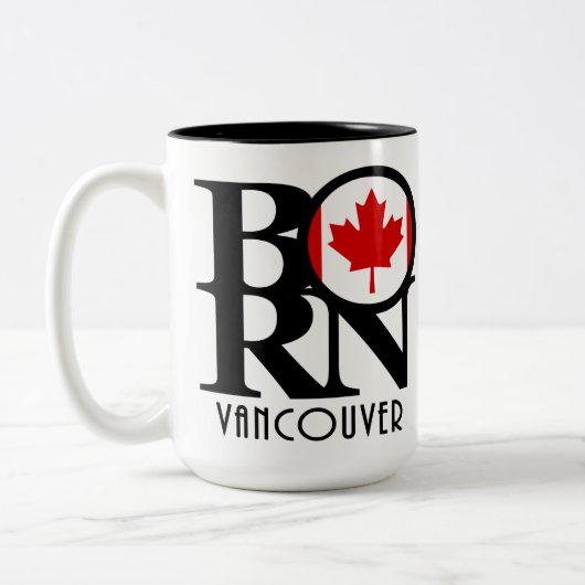 Tasse 2 Couleurs NÉ Vancouver (Drapeau canadien) 15oz (Gauche)