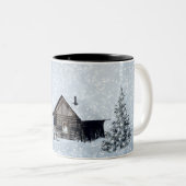 Tasse 2 Couleurs Neige de Noël au Cabine (Devant droit)