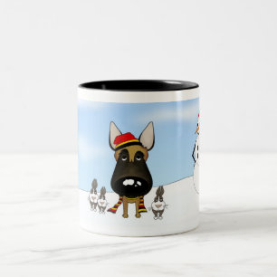 Tasse 2 Couleurs Neige d'hiver de Malinois de Belge