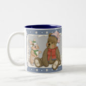 Tasse 2 Couleurs Neige Noël Teddy et Bunny (Gauche)