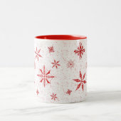 Tasse 2 Couleurs Neige rouge sur toile blanche muqueuse (Centre)