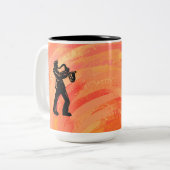 Tasse 2 Couleurs New York Boogie Nights Saxophone Orange (Devant gauche)