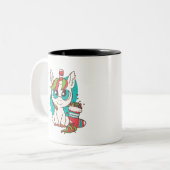 Tasse 2 Couleurs Noël à la licorne (Devant gauche)