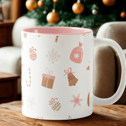 Tasse 2 Couleurs Noël à thème rose