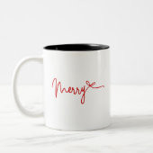Tasse 2 Couleurs Noël Arc Rouge Joyeux Script (Gauche)