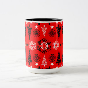 Tasse 2 Couleurs Noël Art Nouveau Rouge Et Noir