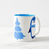 Tasse 2 Couleurs Noël blanc de pingouin mignon customisé (Devant droit)