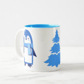 Tasse 2 Couleurs Noël blanc de pingouin mignon customisé (Devant gauche)