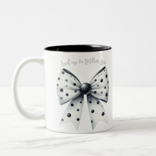Tasse 2 Couleurs Noël Bow Noël Pois Bow Festive (Gauche)