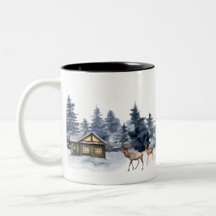 Tasse 2 Couleurs Noël Cabane d'Hiver