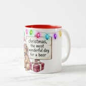 Tasse 2 Couleurs Noël Caniche Fun Dachshund (Devant droit)
