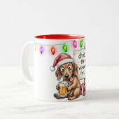 Tasse 2 Couleurs Noël Caniche Fun Dachshund (Devant gauche)