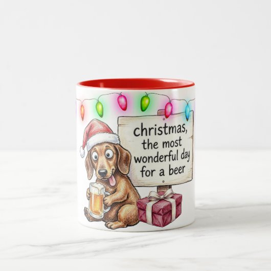 Tasse 2 Couleurs Noël Caniche Fun Dachshund (Centre)