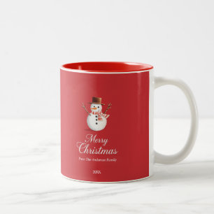 Tasse 2 Couleurs Noël classique Red Snowman
