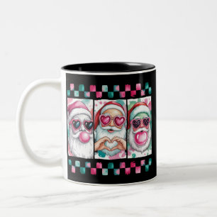 Tasse 2 Couleurs Noël Coquette Nœud de Santa Rétro Prépa Noël 