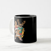 Tasse 2 Couleurs Noël Dabing Père Noël Ours Skate Reindeer Xmas (Devant gauche)