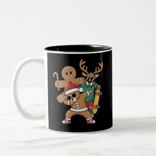 Tasse 2 Couleurs Noël Dabing Père Noël Ours Skate Reindeer Xmas (Gauche)