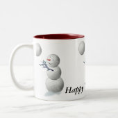 Tasse 2 Couleurs Noël de bonhomme de neige de volleyball (Gauche)