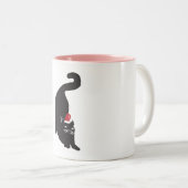 Tasse 2 Couleurs Noël de chat noir (Devant droit)