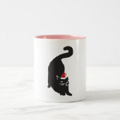 Tasse 2 Couleurs Noël de chat noir (Centre)