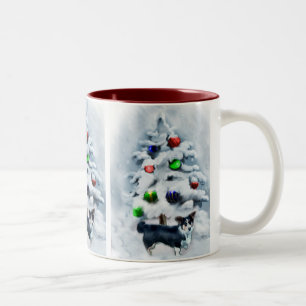 Tasse 2 Couleurs Noël de corgi de Gallois de cardigan