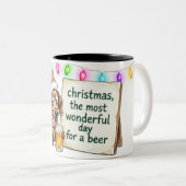 Tasse 2 Couleurs Noël de Dacshund ivre (Devant droit)