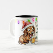 Tasse 2 Couleurs Noël de Dacshund ivre (Devant gauche)