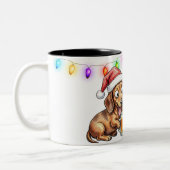 Tasse 2 Couleurs Noël de Dacshund ivre (Gauche)
