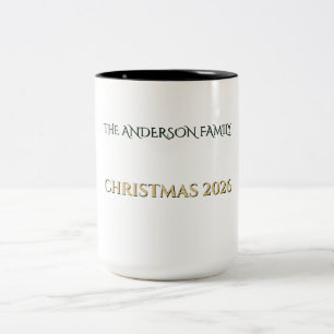 Tasse 2 Couleurs Noël de famille personnalisé 2026 Émeraude Or
