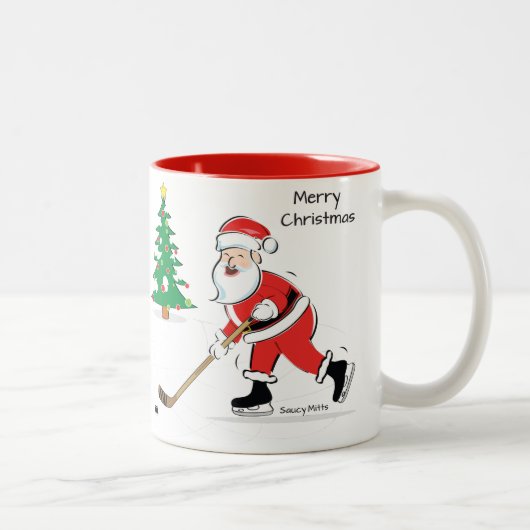Tasse 2 Couleurs Noël de Hockey Père Noël (Droit)