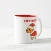 Tasse 2 Couleurs Noël de mignonne Capybara (Devant droit)