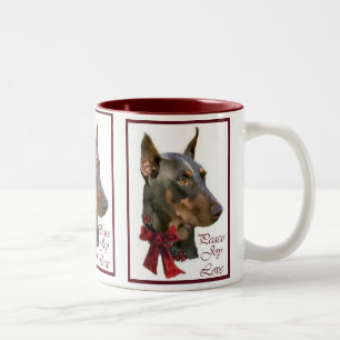 Tasse 2 Couleurs Noël de Pinscher de dobermann
