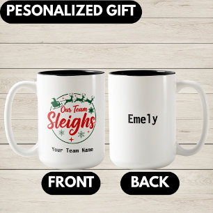 Tasse 2 Couleurs Noël d'équipe personnalisé, fête de Noël au bureau