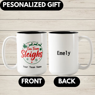 Tasse 2 Couleurs Noël d'équipe personnalisé, fête de Noël au bureau