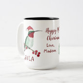 Tasse 2 Couleurs Noël des colibris personnalisés (Devant gauche)