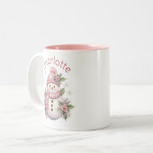 Tasse 2 Couleurs Noël des motoneiges d'hiver rose (Devant gauche)