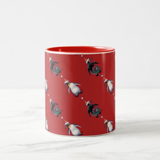 Tasse 2 Couleurs Noël des pingouins (Centre)