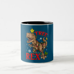 Tasse 2 Couleurs Noël Dinosaure Arbre Rex lumières TRex Xmas Cadeau