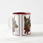 Tasse 2 Couleurs Noël Doberman Pinscher (Devant gauche)