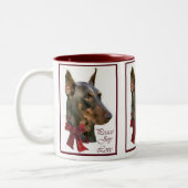 Tasse 2 Couleurs Noël Doberman Pinscher (Gauche)