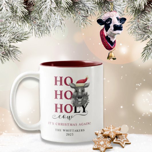 Tasse 2 Couleurs Noël drôle de la vache sainte
